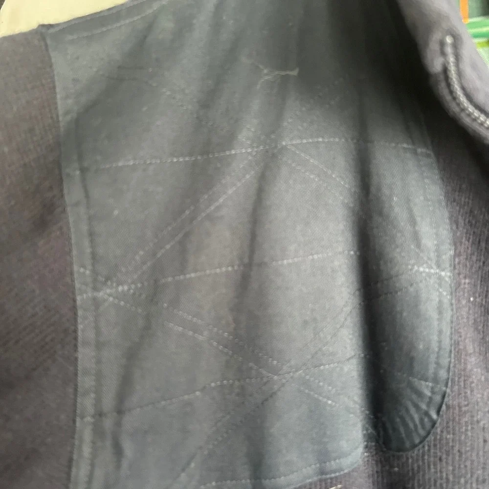 Orvis‎ Foul Weather Large Navy Blue Full Zip Shooting Sweater Plaid Lined Jacket